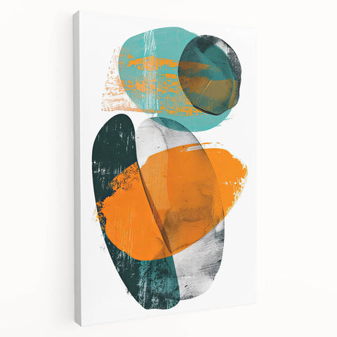 Geometric Minimalist Abstract Wall Art – Orange & Teal Modern Print