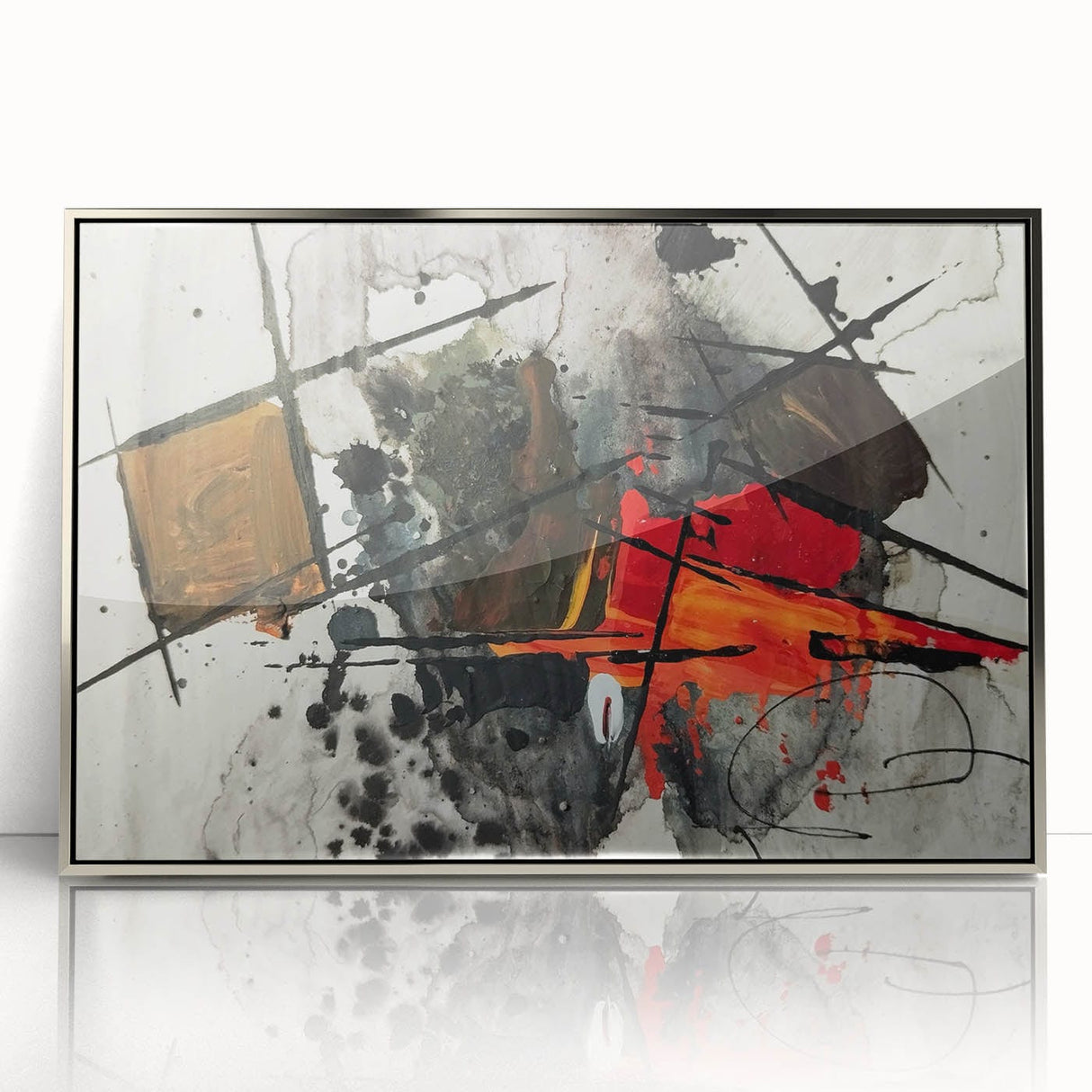 Abstract Canvas Wall Art – Fiery Red and Black Expressionist Painting
