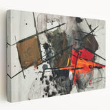 Abstract Canvas Wall Art – Fiery Red and Black Expressionist Painting