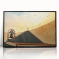 Modern urban landscape art – Church rooftop with sunset sky print