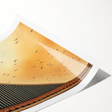 Modern urban landscape art – Church rooftop with sunset sky print