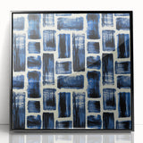 Modern Monochrome Abstract Wall Art – Earthen Harmony Blue Print