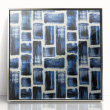 Modern Monochrome Abstract Wall Art – Earthen Harmony Blue Print