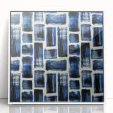 Modern Monochrome Abstract Wall Art – Earthen Harmony Blue Print