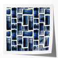Modern Monochrome Abstract Wall Art – Earthen Harmony Blue Print