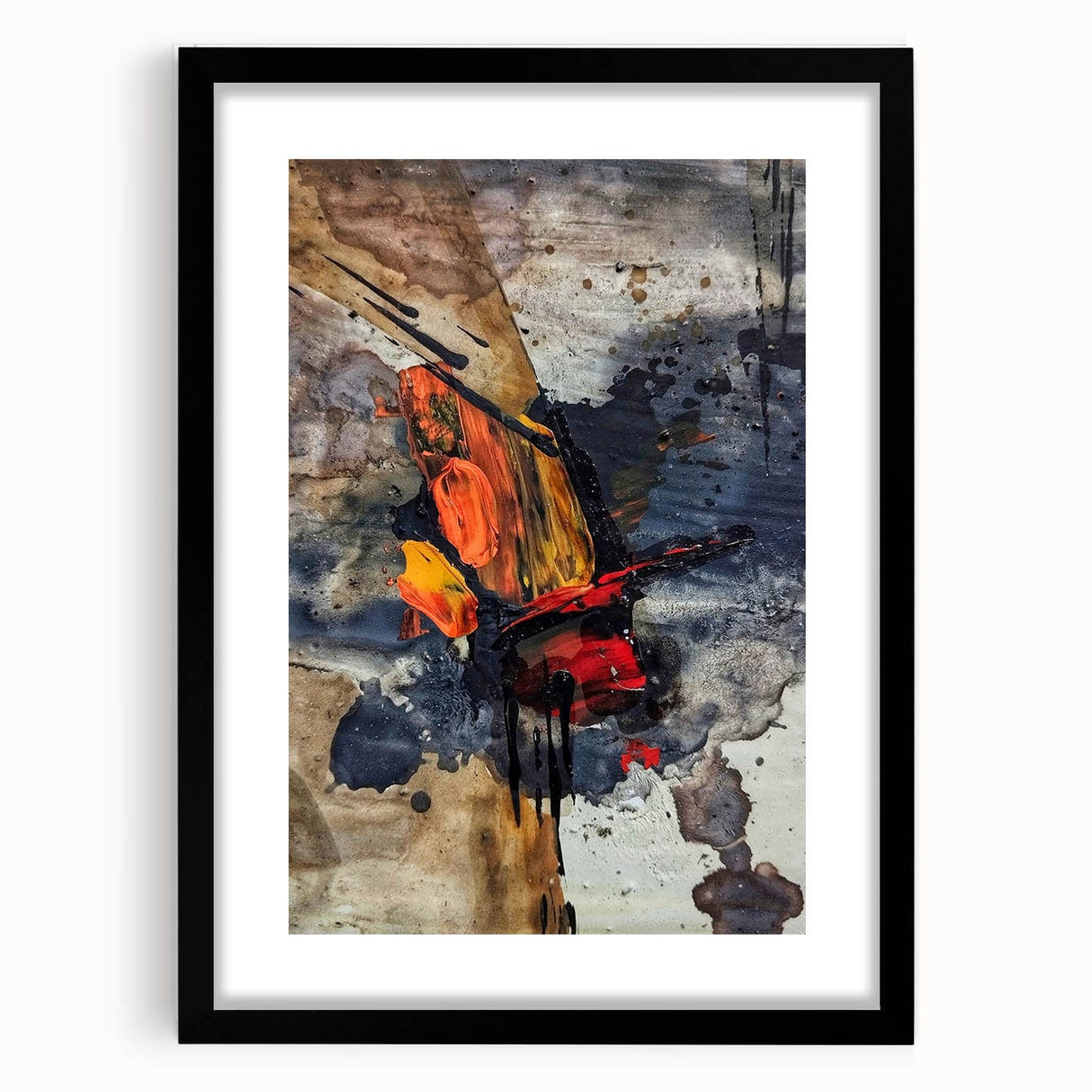 Large Abstract Wall Art – Bold Earthy & Fiery Expressionist Painting