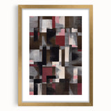 Contemporary Abstract Art – Geometric Canvas in Brown & Burgundy