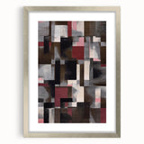 Contemporary Abstract Art – Geometric Canvas in Brown & Burgundy