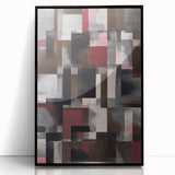 Contemporary Abstract Art – Geometric Canvas in Brown & Burgundy