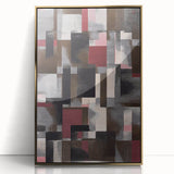 Contemporary Abstract Art – Geometric Canvas in Brown & Burgundy
