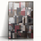 Contemporary Abstract Art – Geometric Canvas in Brown & Burgundy
