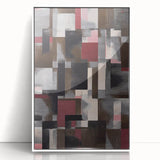 Contemporary Abstract Art – Geometric Canvas in Brown & Burgundy