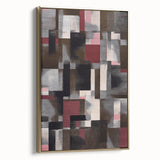 Contemporary Abstract Art – Geometric Canvas in Brown & Burgundy