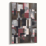 Contemporary Abstract Art – Geometric Canvas in Brown & Burgundy