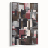 Contemporary Abstract Art – Geometric Canvas in Brown & Burgundy