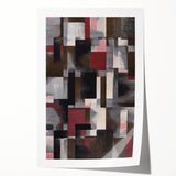 Contemporary Abstract Art – Geometric Canvas in Brown & Burgundy