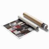 Contemporary Abstract Art – Geometric Canvas in Brown & Burgundy