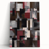 Contemporary Abstract Art – Geometric Canvas in Brown & Burgundy