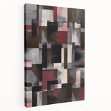Contemporary Abstract Art – Geometric Canvas in Brown & Burgundy