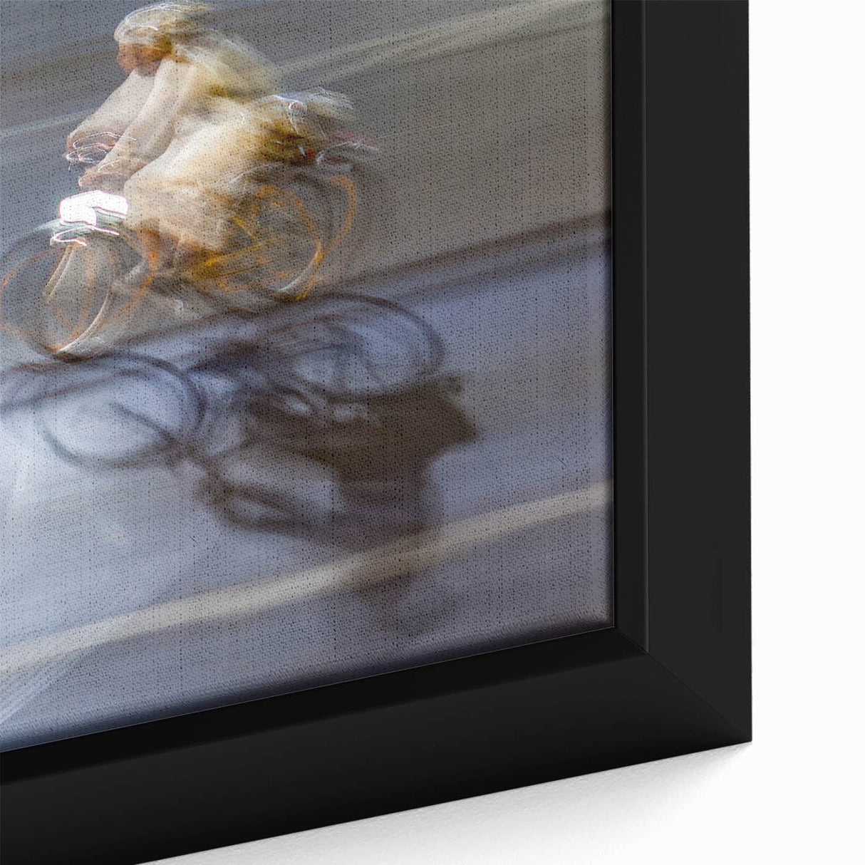 Urban skyline canvas prints – Motion blur cyclist street art