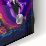 Abstract Fluid Canvas Art – Purple, Blue & Gold Swirl Painting