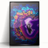 Abstract Fluid Canvas Art – Purple, Blue & Gold Swirl Painting
