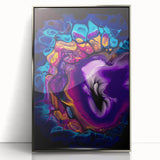 Abstract Fluid Canvas Art – Purple, Blue & Gold Swirl Painting
