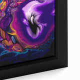 Abstract Fluid Canvas Art – Purple, Blue & Gold Swirl Painting