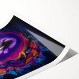 Abstract Fluid Canvas Art – Purple, Blue & Gold Swirl Painting