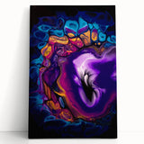Abstract Fluid Canvas Art – Purple, Blue & Gold Swirl Painting