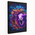 Abstract Fluid Canvas Art – Purple, Blue & Gold Swirl Painting