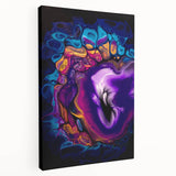 Abstract Fluid Canvas Art – Purple, Blue & Gold Swirl Painting