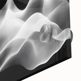 Large Abstract Wall Decor – Black & White Digital Wave Motion