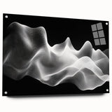 Large Abstract Wall Decor – Black & White Digital Wave Motion