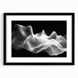 Large Abstract Wall Decor – Black & White Digital Wave Motion