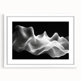 Large Abstract Wall Decor – Black & White Digital Wave Motion