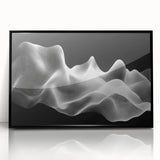 Large Abstract Wall Decor – Black & White Digital Wave Motion