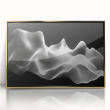 Large Abstract Wall Decor – Black & White Digital Wave Motion