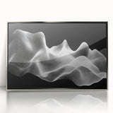 Large Abstract Wall Decor – Black & White Digital Wave Motion