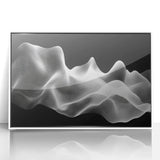 Large Abstract Wall Decor – Black & White Digital Wave Motion