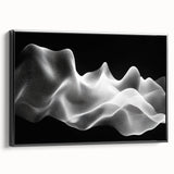 Large Abstract Wall Decor – Black & White Digital Wave Motion