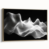 Large Abstract Wall Decor – Black & White Digital Wave Motion