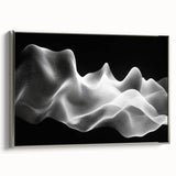 Large Abstract Wall Decor – Black & White Digital Wave Motion