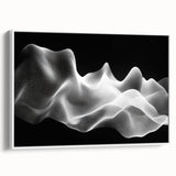 Large Abstract Wall Decor – Black & White Digital Wave Motion