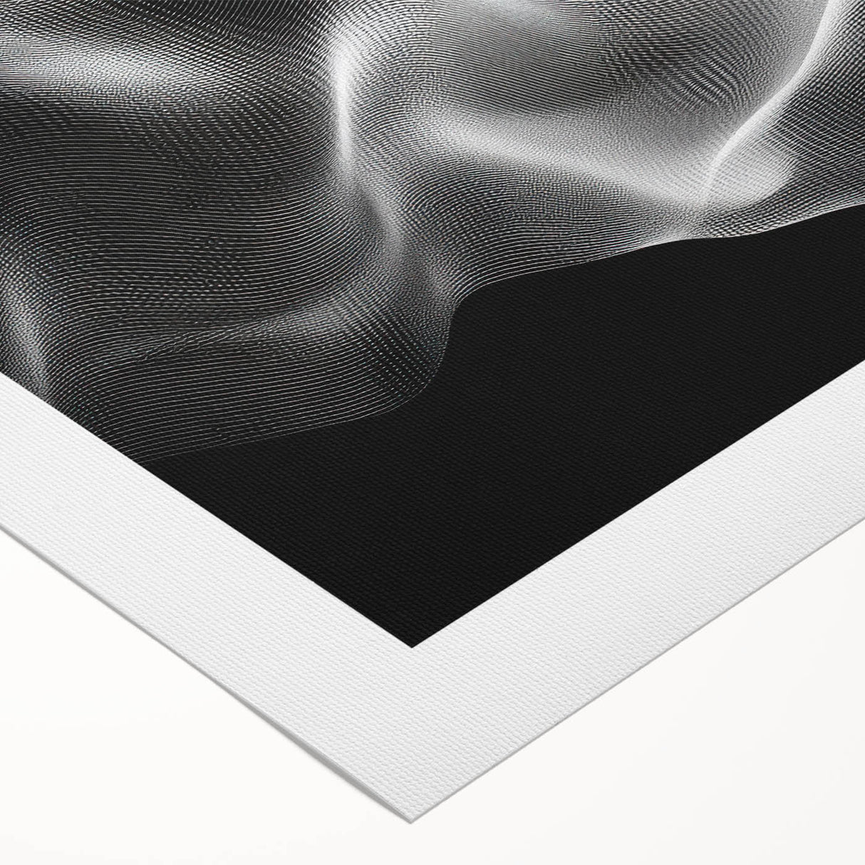 Large Abstract Wall Decor – Black & White Digital Wave Motion