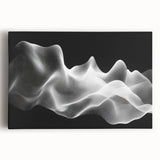 Large Abstract Wall Decor – Black & White Digital Wave Motion