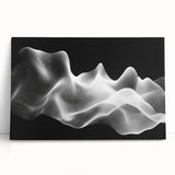 Large Abstract Wall Decor – Black & White Digital Wave Motion