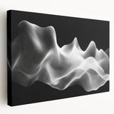 Large Abstract Wall Decor – Black & White Digital Wave Motion
