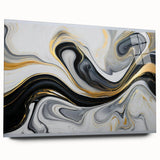 Sophisticated Abstract Art Design – Black, White & Gold Print