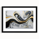Sophisticated Abstract Art Design – Black, White & Gold Print